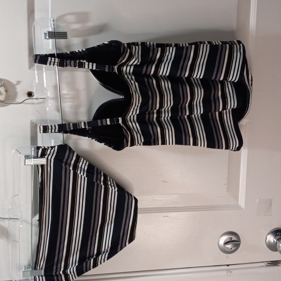 Black/Grey/White & Gold Stripes 2 Piece Swim Suit. Size XS-S - Picture 4 of 7
